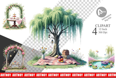 Dreamy Garden Picnic Clipart Sublimation artnoy 