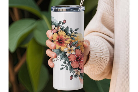 Dreamy Hibiscus Mandala 20oz Tumbler Sublimation DesignSVG 