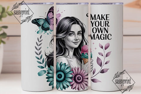 Dreamy Ice Cream Girl 20oz Tumbler Wrap Sublimation sassyprint 
