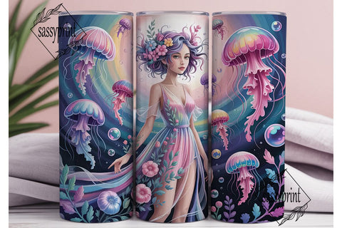 Dreamy Jellyfish Mermaid 20oz Tumbler Sublimation sassyprint 