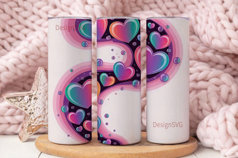 Dreamy Love Hearts 20oz Tumbler Wrap Sublimation DesignSVG 