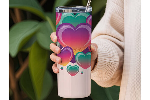 Dreamy Love Hearts 20oz Tumbler Wrap Sublimation DesignSVG 