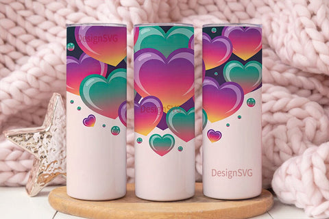 Dreamy Love Hearts 20oz Tumbler Wrap Sublimation DesignSVG 