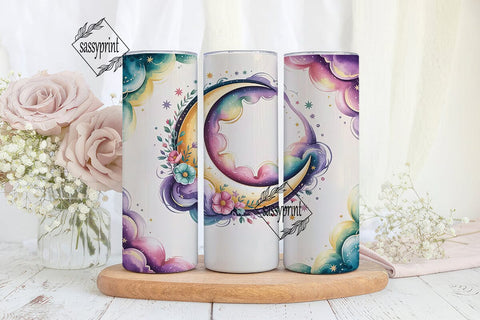 Dreamy Moon & Stars Tumbler Wrap Sublimation sassyprint 
