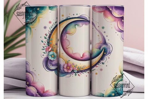 Dreamy Moon & Stars Tumbler Wrap Sublimation sassyprint 
