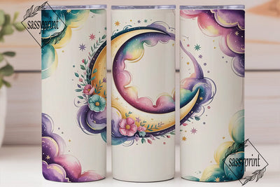 Dreamy Moon & Stars Tumbler Wrap Sublimation sassyprint 