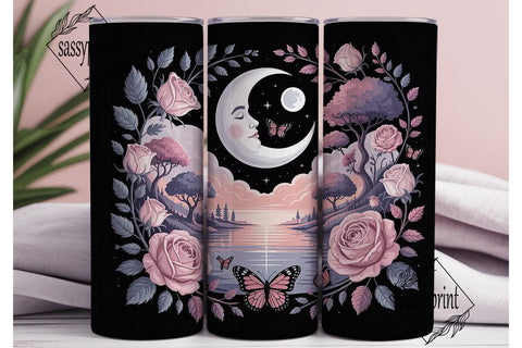 Dreamy Moonlit Garden 20oz Tumbler Wrap Sublimation sassyprint 