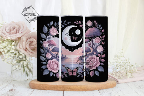 Dreamy Moonlit Garden 20oz Tumbler Wrap Sublimation sassyprint 