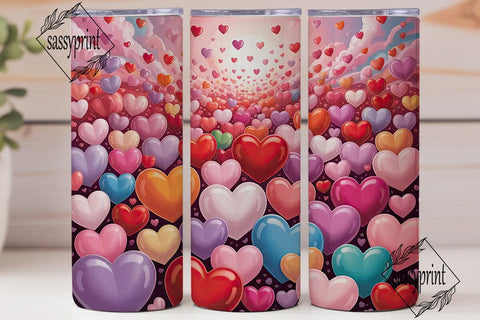 Dreamy Pastel Hearts 20oz Tumbler Wrap Sublimation sassyprint 