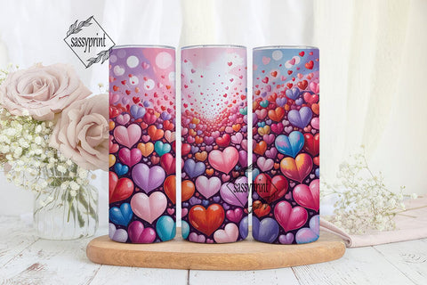 Dreamy Pastel Hearts 20oz Tumbler Wrap Sublimation sassyprint 
