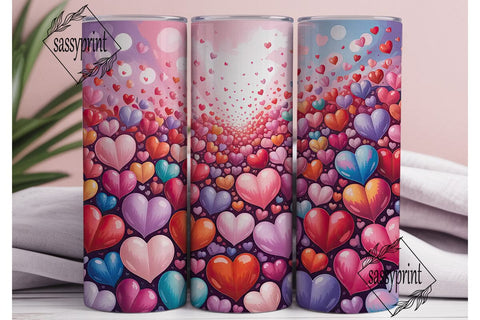 Dreamy Pastel Hearts 20oz Tumbler Wrap Sublimation sassyprint 
