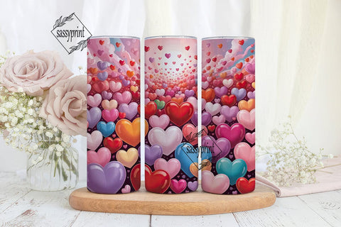 Dreamy Pastel Hearts 20oz Tumbler Wrap Sublimation sassyprint 