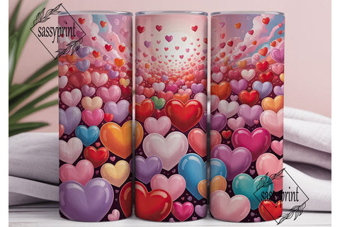 Dreamy Pastel Hearts 20oz Tumbler Wrap Sublimation sassyprint 