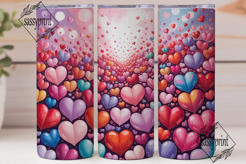 Dreamy Pastel Hearts 20oz Tumbler Wrap Sublimation sassyprint 