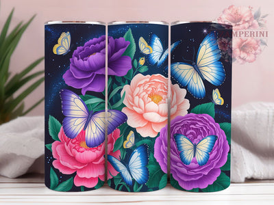 Dreamy Peony Butterfly Tumbler, Glowing Butterfly Tumbler, Peony Floral Wrap, Stylish 20oz Wrap, Sublimation Design, Trendy Gift Idea, Inspirational Nature Tumbler Sublimation Li Zamperini 