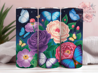 Dreamy Peony Butterfly Tumbler, Glowing Butterfly Tumbler, Peony Floral Wrap, Stylish 20oz Wrap, Sublimation Design, Trendy Gift Idea, Inspirational Nature Tumbler Sublimation Li Zamperini 