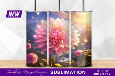 Dreamy pink dahlia flower garden scenery Sublimation Regulrcrative 