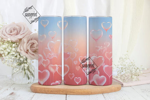 Dreamy Pink Heart 20oz Tumbler Wrap Sublimation sassyprint 