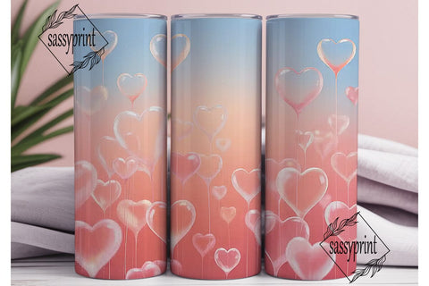 Dreamy Pink Heart 20oz Tumbler Wrap Sublimation sassyprint 