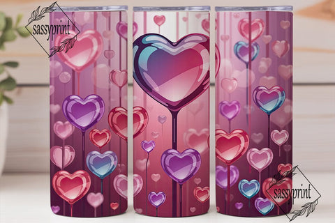 Dreamy Pink Hearts 20oz Tumbler Wrap Sublimation sassyprint 