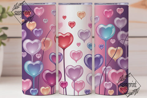 Dreamy Pink Hearts 20oz Tumbler Wrap Sublimation sassyprint 