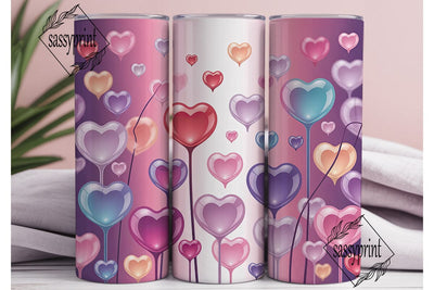 Dreamy Pink Hearts 20oz Tumbler Wrap Sublimation sassyprint 