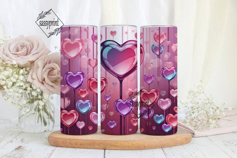 Dreamy Pink Hearts 20oz Tumbler Wrap Sublimation sassyprint 