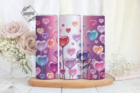 Dreamy Pink Hearts 20oz Tumbler Wrap Sublimation sassyprint 
