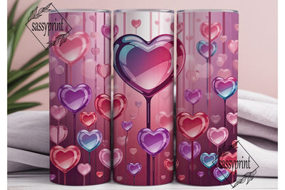 Dreamy Pink Hearts 20oz Tumbler Wrap Sublimation sassyprint 