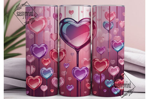 Dreamy Pink Hearts 20oz Tumbler Wrap Sublimation sassyprint 