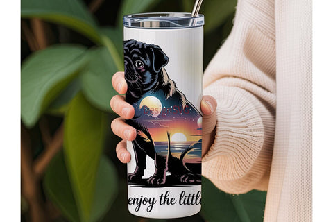 Dreamy Pug 20oz Tumbler Wrap Sublimation DesignSVG 