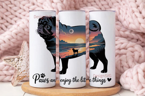 Dreamy Pug 20oz Tumbler Wrap Sublimation DesignSVG 