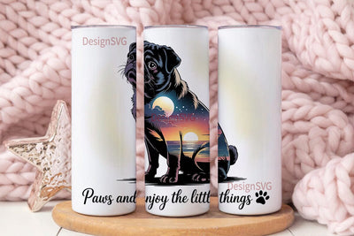 Dreamy Pug 20oz Tumbler Wrap Sublimation DesignSVG 