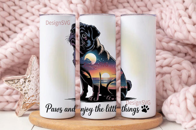 Dreamy Pug 20oz Tumbler Wrap Sublimation DesignSVG 
