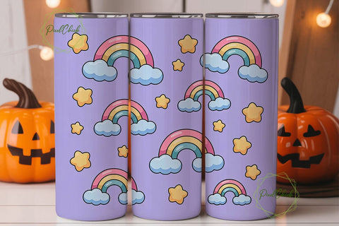 Dreamy Rainbow Sky 20oz Tumbler Wrap Sublimation PixelChick 