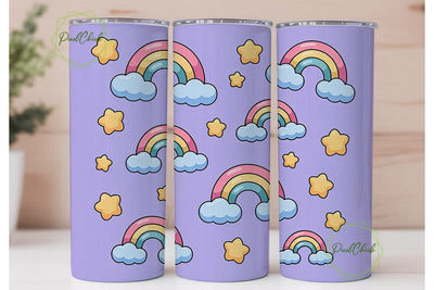 Dreamy Rainbow Sky 20oz Tumbler Wrap Sublimation PixelChick 