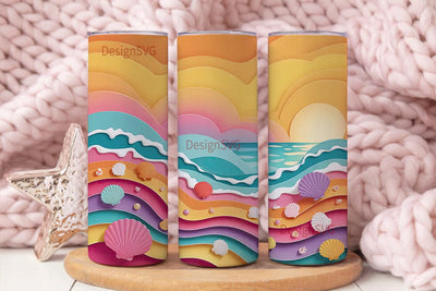 Dreamy Seashell Beach 20oz Tumbler Wrap Sublimation DesignSVG 