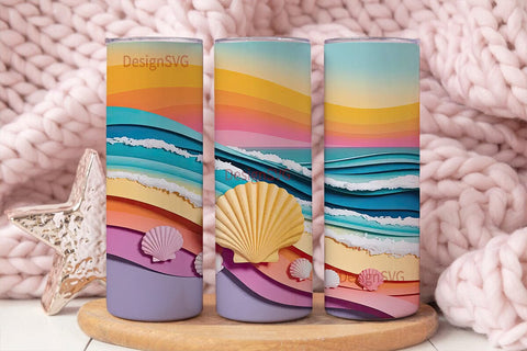 Dreamy Seashell Beach 20oz Tumbler Wrap Sublimation DesignSVG 