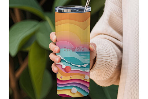 Dreamy Seashell Beach 20oz Tumbler Wrap Sublimation DesignSVG 