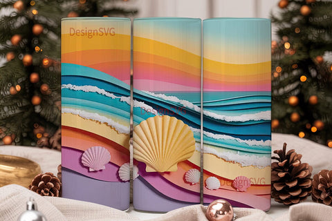 Dreamy Seashell Beach 20oz Tumbler Wrap Sublimation DesignSVG 