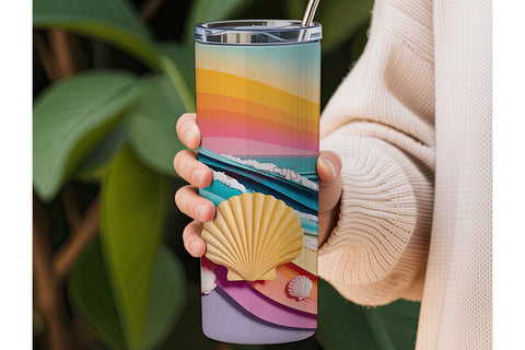 Dreamy Seashell Beach 20oz Tumbler Wrap Sublimation DesignSVG 