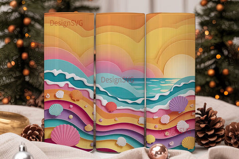 Dreamy Seashell Beach 20oz Tumbler Wrap Sublimation DesignSVG 