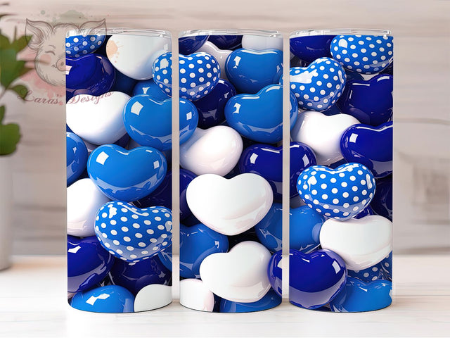 Dreamy Sky Blue Heart Tumbler, Romantic Cloud Pattern, Dreamy Love Design, 20Oz Sublimation Wrap, Elegant Valentine Art, Soft Heart Texture, Tumbler Sublimation Sublimation Lara' s Designs 