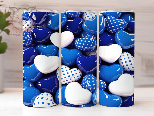 Dreamy Sky Blue Heart Tumbler, Romantic Cloud Pattern, Dreamy Love Design, 20Oz Sublimation Wrap, Elegant Valentine Art, Soft Heart Texture, Tumbler Sublimation Sublimation Lara' s Designs 