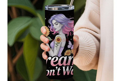 Dreamy Sunflower Woman 20oz Tumbler Wrap Sublimation DesignSVG 