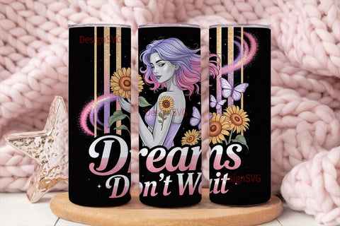 Dreamy Sunflower Woman 20oz Tumbler Wrap Sublimation DesignSVG 