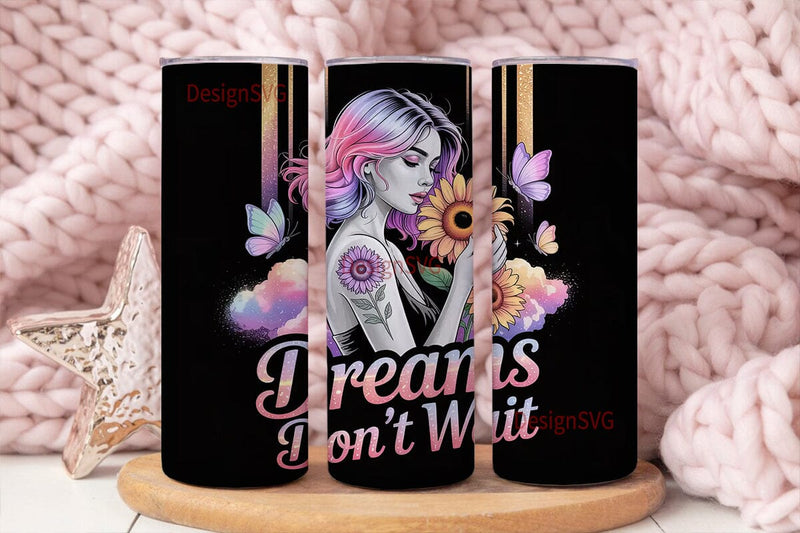 Dreamy Sunflower Woman 20oz Tumbler Wrap Sublimation DesignSVG 