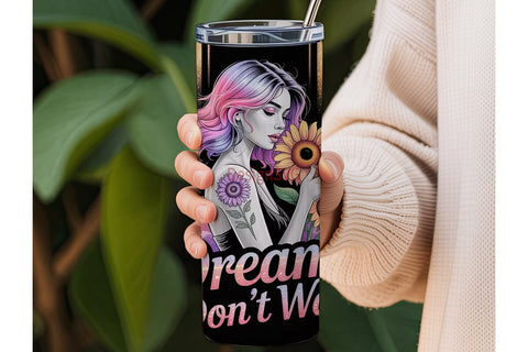 Dreamy Sunflower Woman 20oz Tumbler Wrap Sublimation DesignSVG 