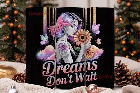 Dreamy Sunflower Woman 20oz Tumbler Wrap Sublimation DesignSVG 