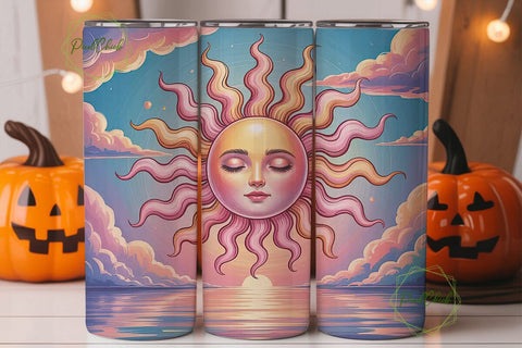 Dreamy Sunset Sun 20oz Tumbler Wrap Sublimation PixelChick 